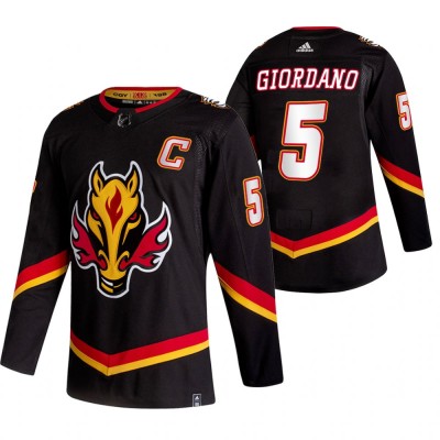 Calgary Calgary Flames #5 Mark Giordano Black Men's Adidas 2020-21 Reverse Retro Alternate NHL Jersey Men's